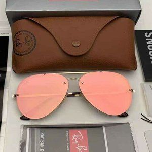 Ray-Ban Sunglasses RB3584N Blaze Aviator Gold Frame Pink Mirror Lens Unisex
